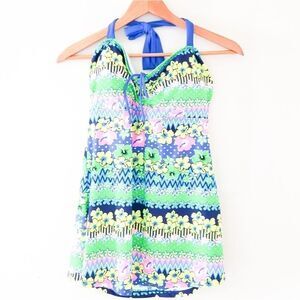 Cooclo tankini top pink, blue green, yellow